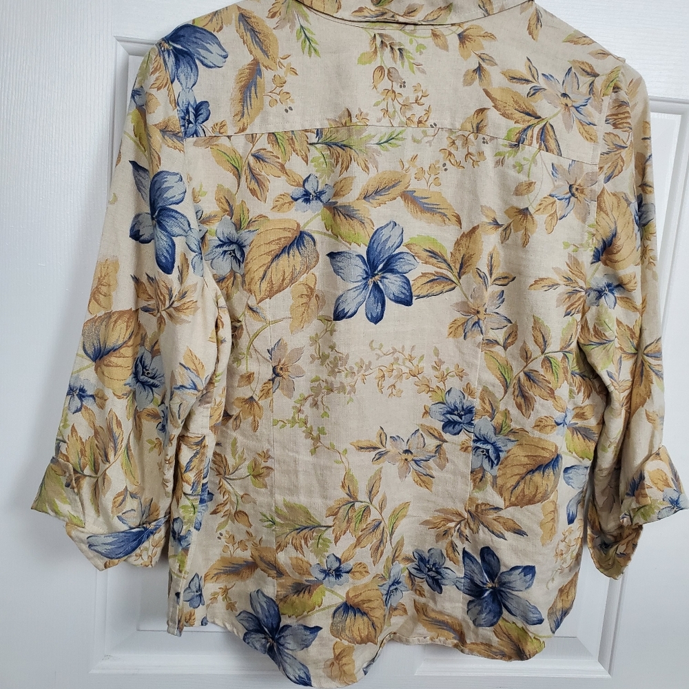 Statement Petite Size 12 Button Down Linen Shirt - image 3